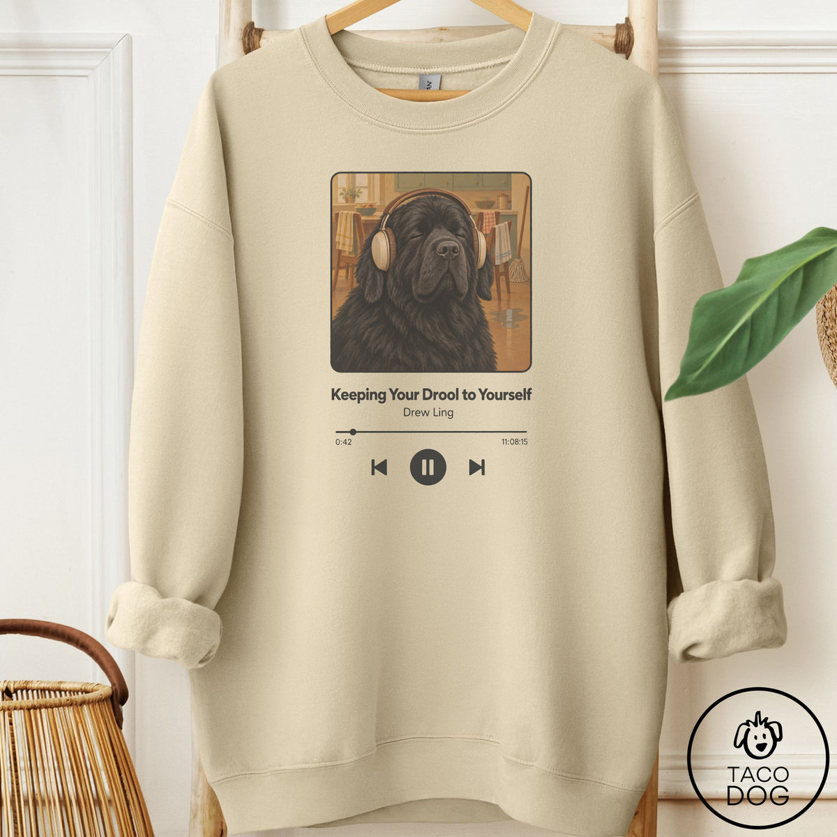 Newfoundland Book on Tape Sweatshirt Sand Taco-Dog
