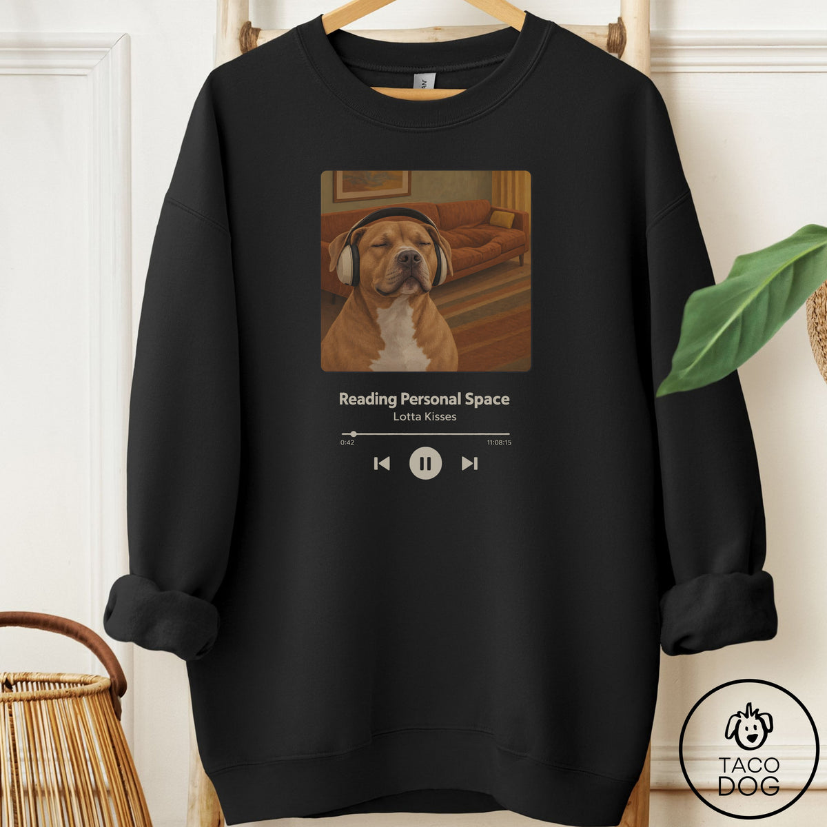Pitbull Book on Tape Sweatshirt Black Taco-Dog