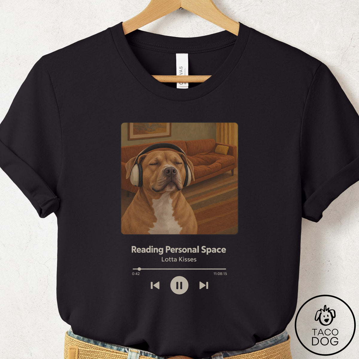 Pitbull Book on Tape T-Shirt Black Taco-Dog