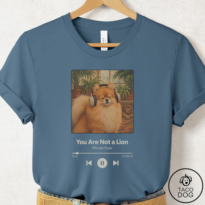 Pomeranian Book on Tape T-Shirt Steel Blue Taco-Dog