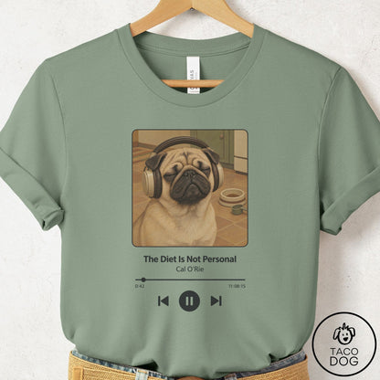 Pug Book on Tape T-Shirt Sage Taco-Dog