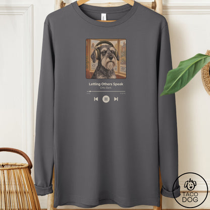 Schnauzer Book on Tape Long Sleeve Tee Asphalt Taco-Dog