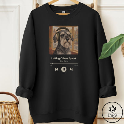 Schnauzer Book on Tape Sweatshirt Black Taco-Dog