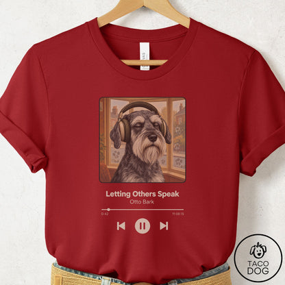 Schnauzer Book on Tape T-Shirt Canvas Red Taco-Dog