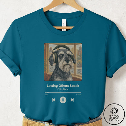Schnauzer Book on Tape T-Shirt Deep Teal Taco-Dog
