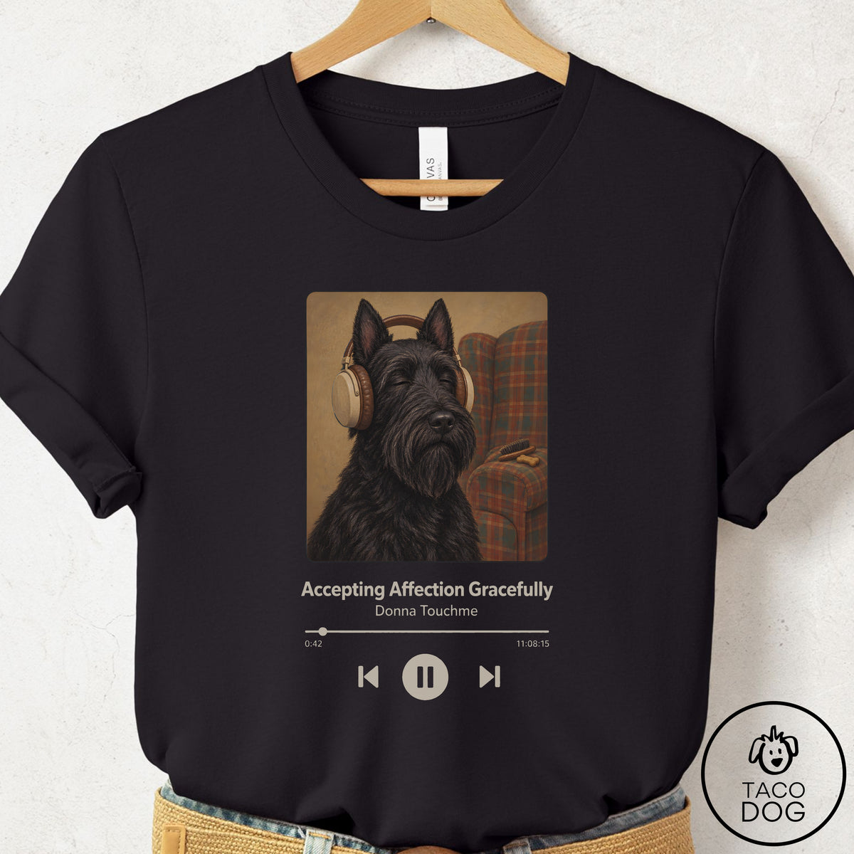 Scottie Book on Tape T-Shirt Black Taco-Dog