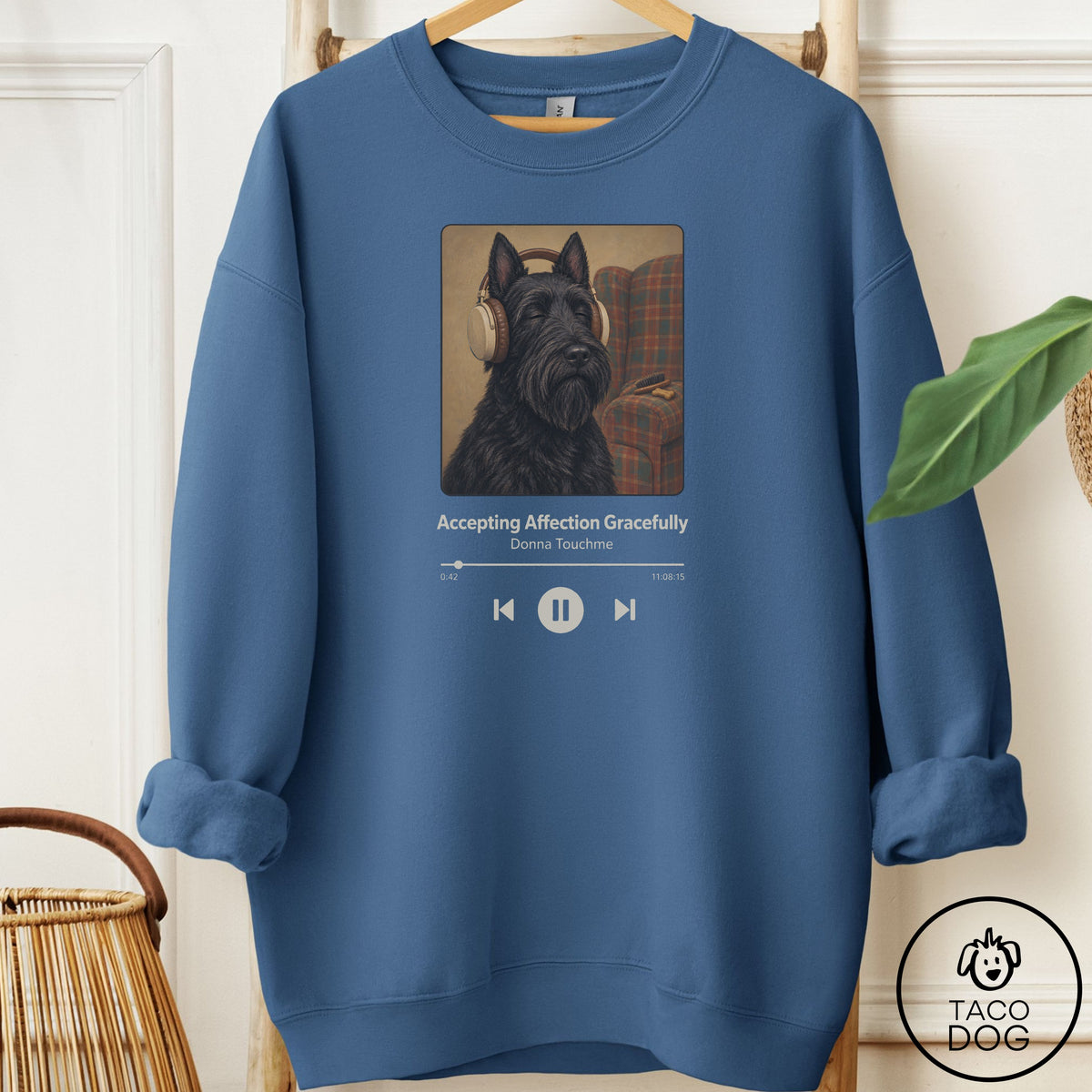 Scottie Book on Tape Sweatshirt Indigo Blue Taco-Dog