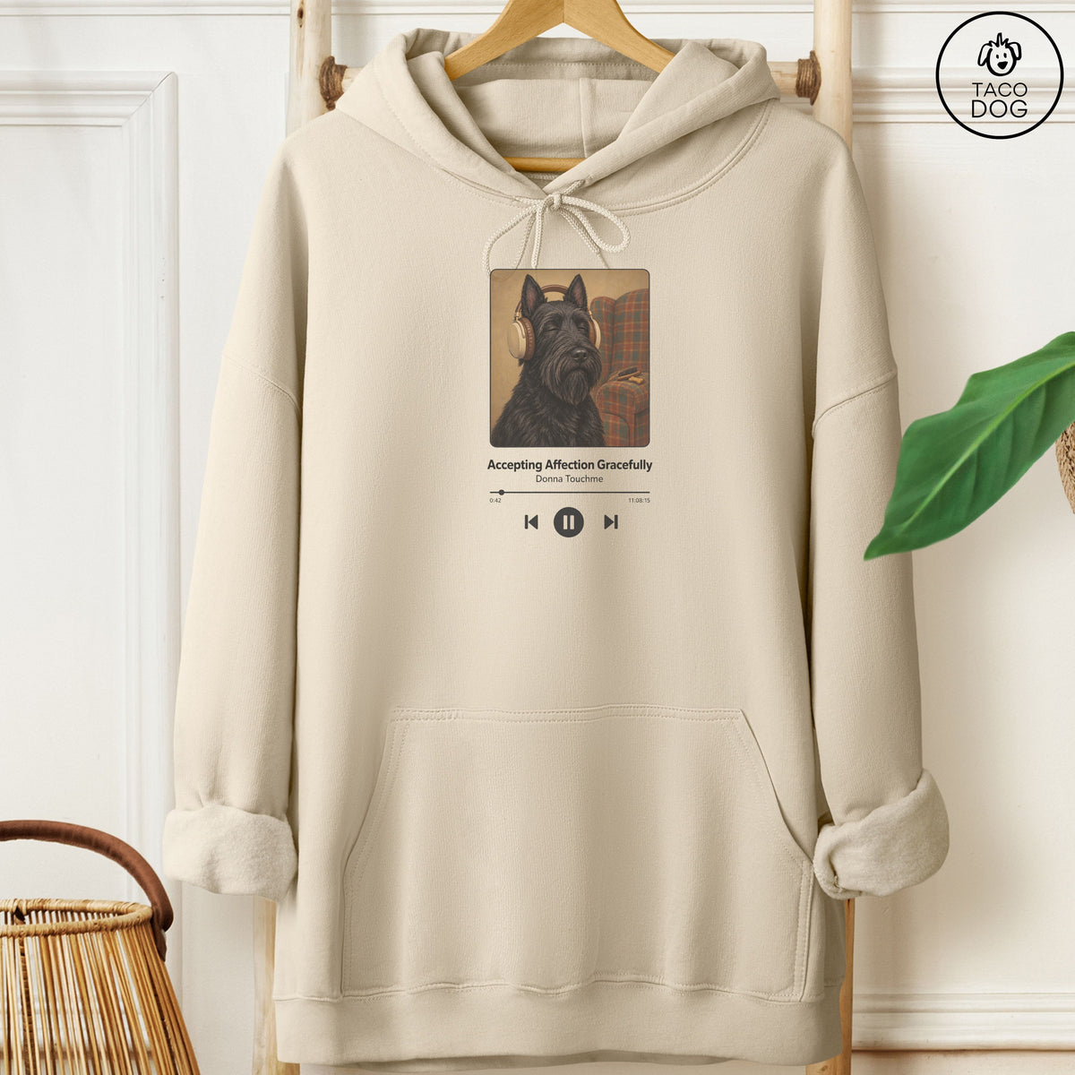 Scottie Book on Tape Hoodie Sand Taco-Dog