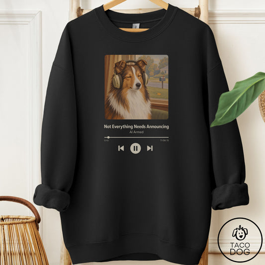 Shetland Sheepdog Book on Tape Sweatshirt Black Taco-Dog