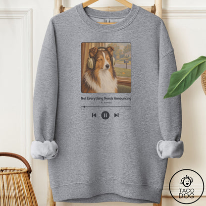 Shetland Sheepdog Book on Tape Sweatshirt Graphite Heather Taco-Dog