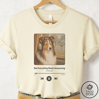 Shetland Sheepdog Book on Tape T-Shirt Natural Taco-Dog