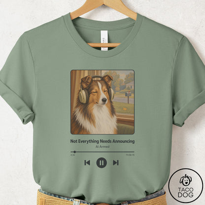 Shetland Sheepdog Book on Tape T-Shirt Sage Taco-Dog