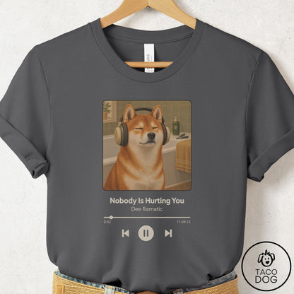 Shiba Inu Book on Tape T-Shirt Asphalt Taco-Dog