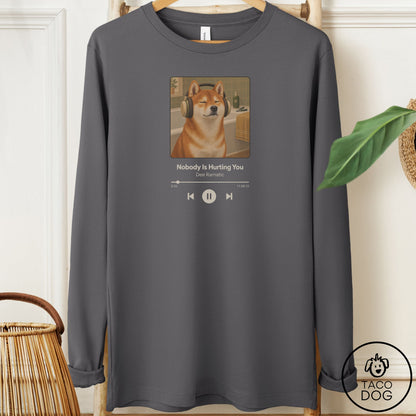 Shiba Inu Book on Tape Long Sleeve Tee Asphalt Taco-Dog