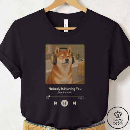 Shiba Inu Book on Tape T-Shirt Black Taco-Dog