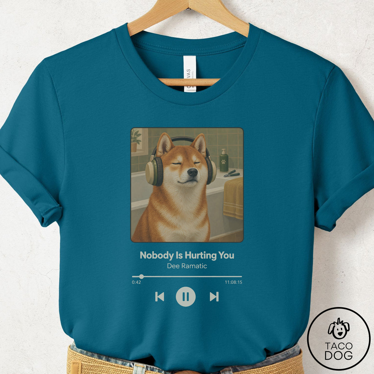 Shiba Inu Book on Tape T-Shirt Deep Teal Taco-Dog