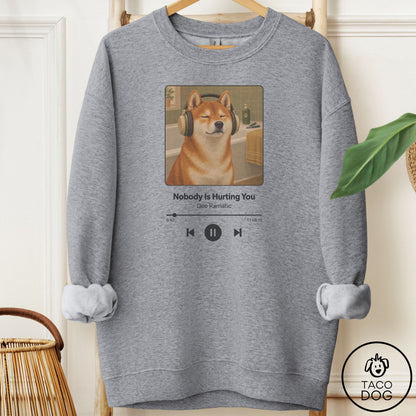 Shiba Inu Book on Tape Sweatshirt Graphite Heather Taco-Dog