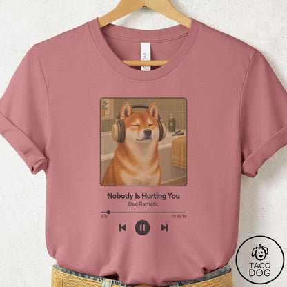 Shiba Inu Book on Tape T-Shirt Mauve Taco-Dog