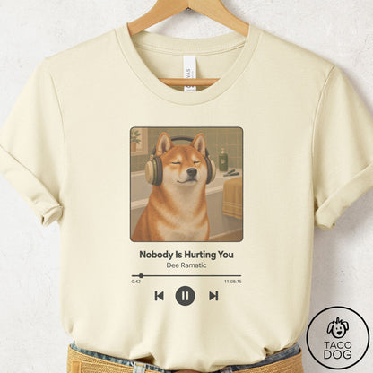 Shiba Inu Book on Tape T-Shirt Natural Taco-Dog