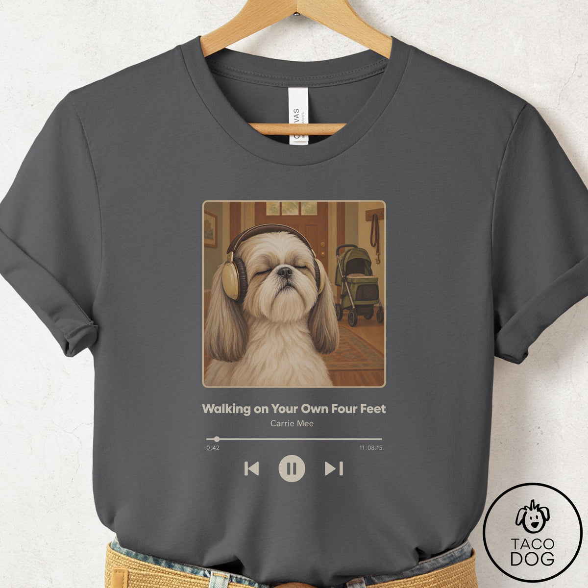 Shih Tzu Book on Tape T-Shirt Asphalt Taco-Dog