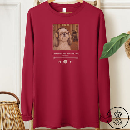 Shih Tzu Book on Tape Long Sleeve Tee Cardinal Taco-Dog