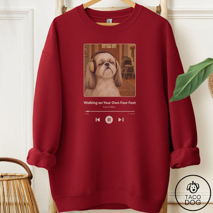 Shih Tzu Book on Tape Sweatshirt Garnet Taco-Dog