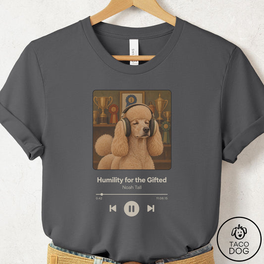 Poodle Book on Tape T-Shirt Asphalt Taco-Dog