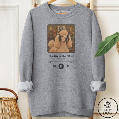 Poodle Book on Tape Sweatshirt Graphite Heather Taco-Dog