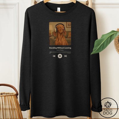 Vizsla Book on Tape Long Sleeve Tee Black Heather Taco-Dog