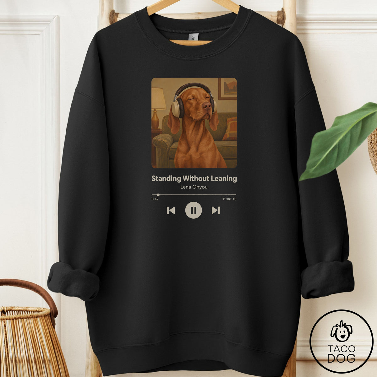 Vizsla Book on Tape Sweatshirt Black Taco-Dog
