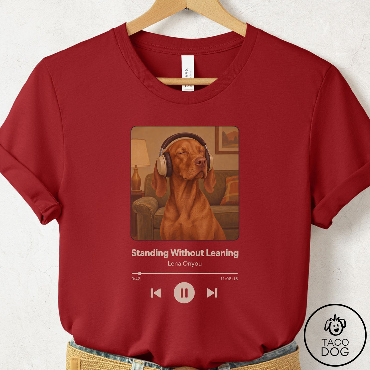 Vizsla Book on Tape T-Shirt Canvas Red Taco-Dog