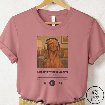 Vizsla Book on Tape T-Shirt Mauve Taco-Dog