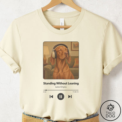 Vizsla Book on Tape T-Shirt Natural Taco-Dog