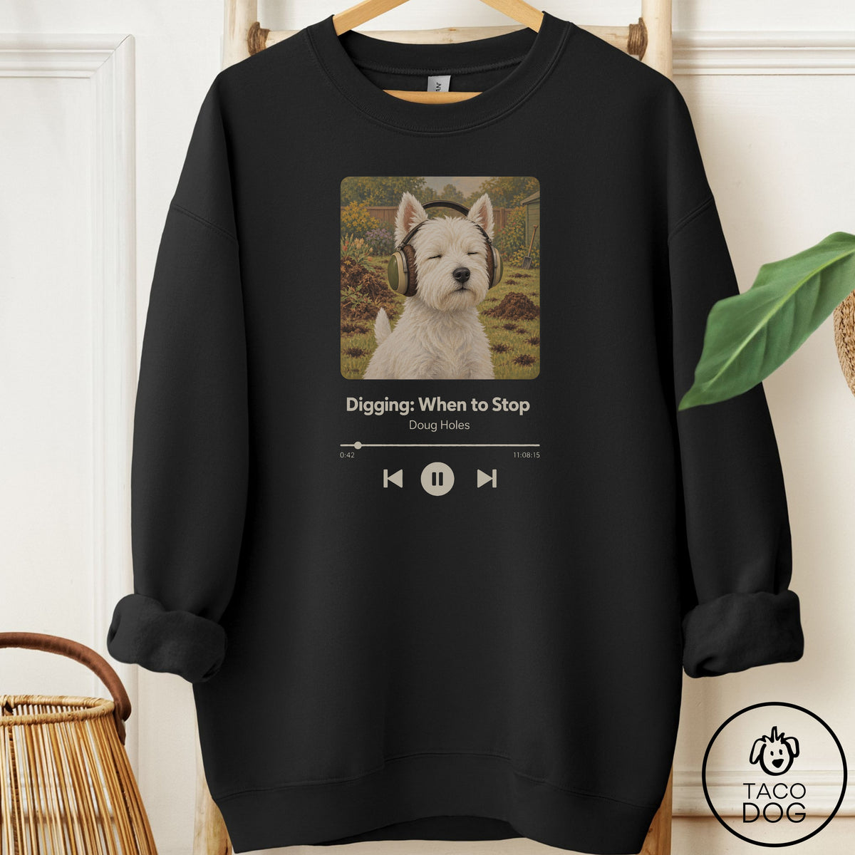 Westie Book on Tape Sweatshirt Black Taco-Dog
