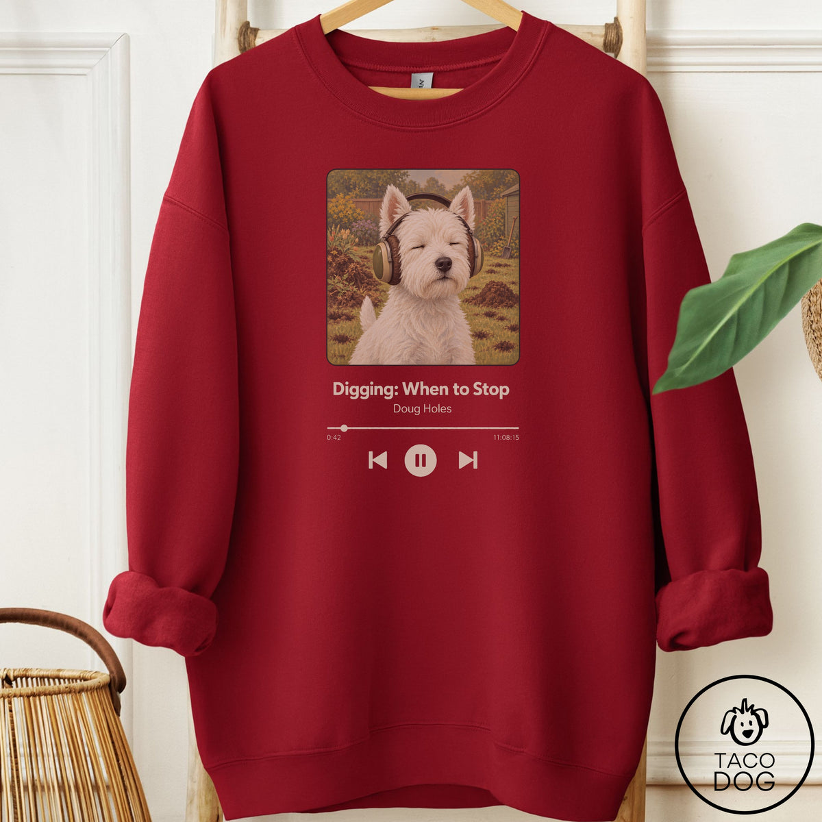 Westie Book on Tape Sweatshirt Garnet Taco-Dog