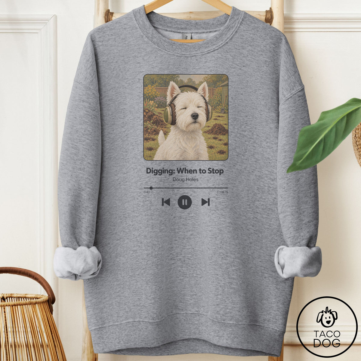 Westie Book on Tape Sweatshirt Graphite Heather Taco-Dog