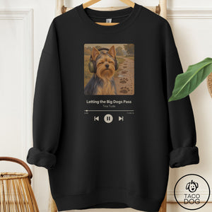 Yorkshire Terrier Yorkie Book on Tape Sweatshirt Black Taco-Dog