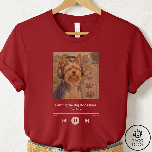 Yorkshire Terrier Yorkie Book on Tape T-Shirt Canvas Red Taco-Dog