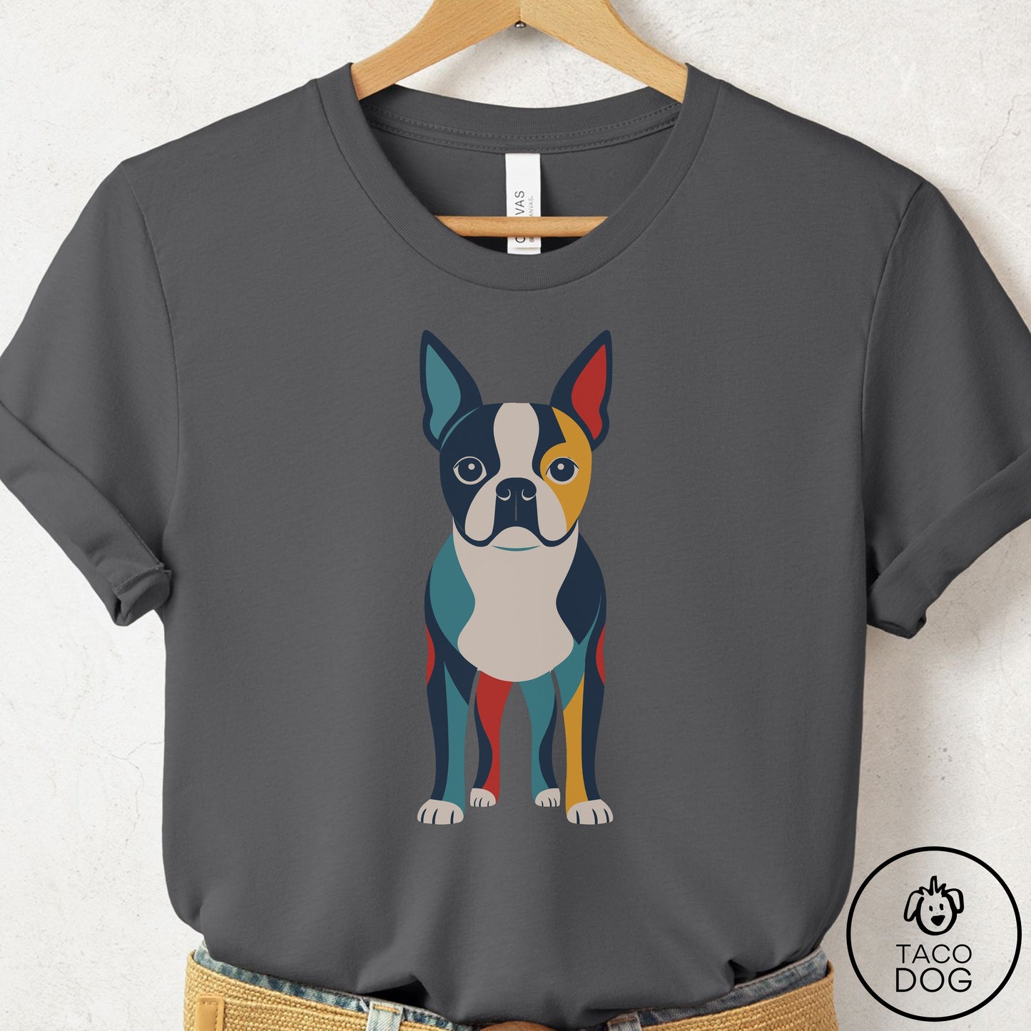 Boston Terrier Color Block T-Shirt Taco-Dog