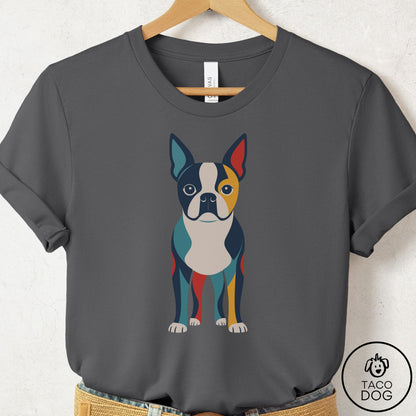 Boston Terrier Color Block T-Shirt Asphalt Taco-Dog