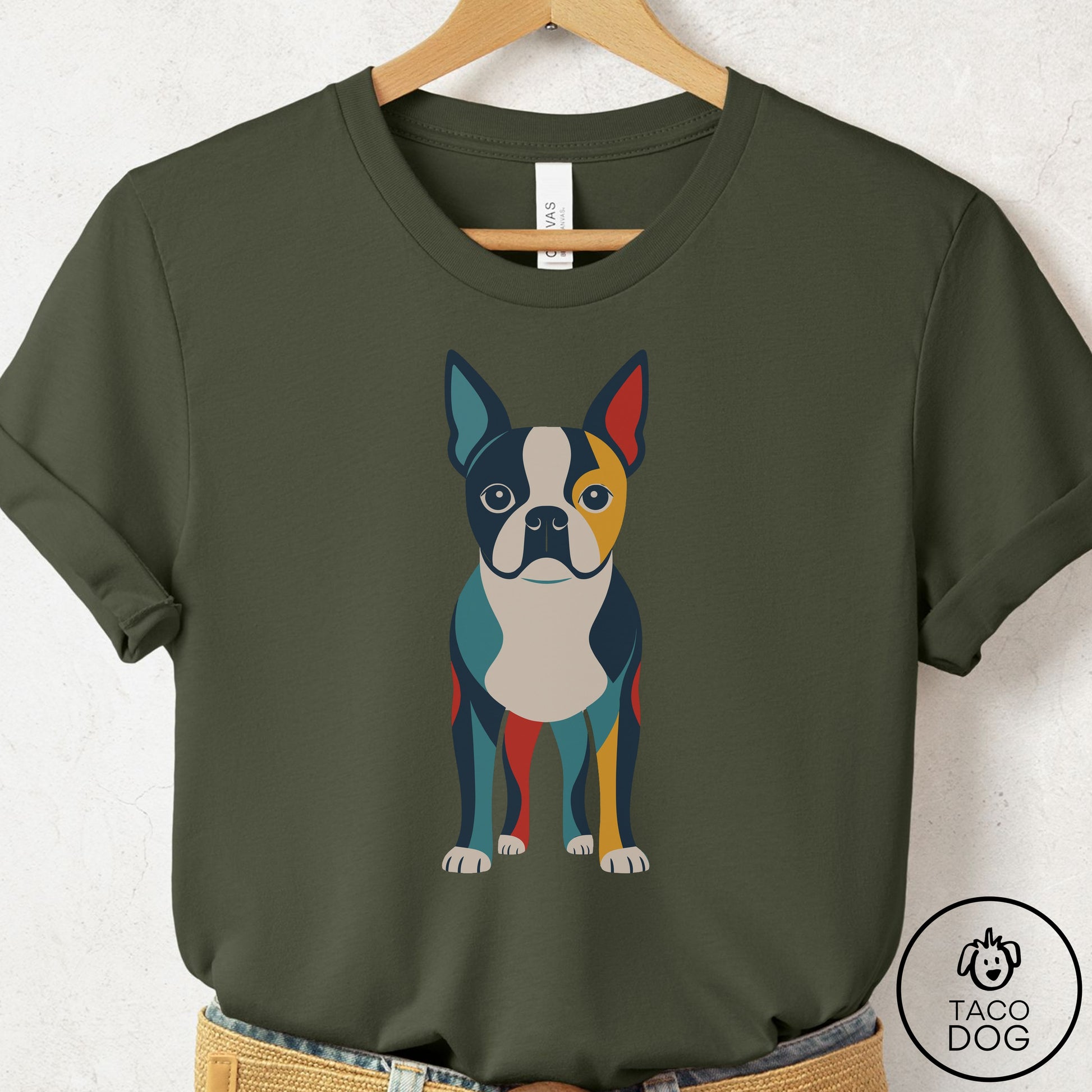 Boston Terrier Color Block T-Shirt Taco-Dog