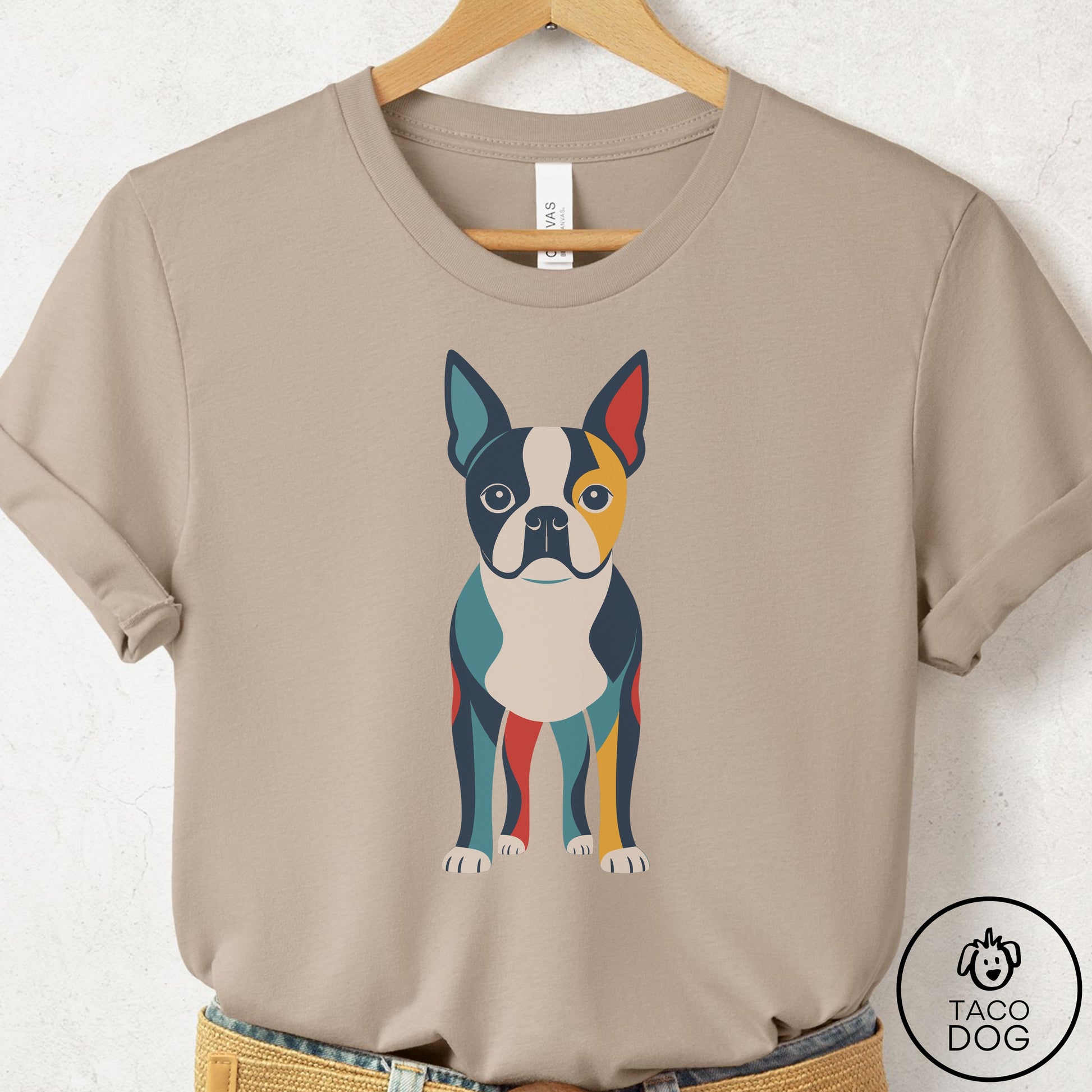 Boston Terrier Color Block T-Shirt Taco-Dog