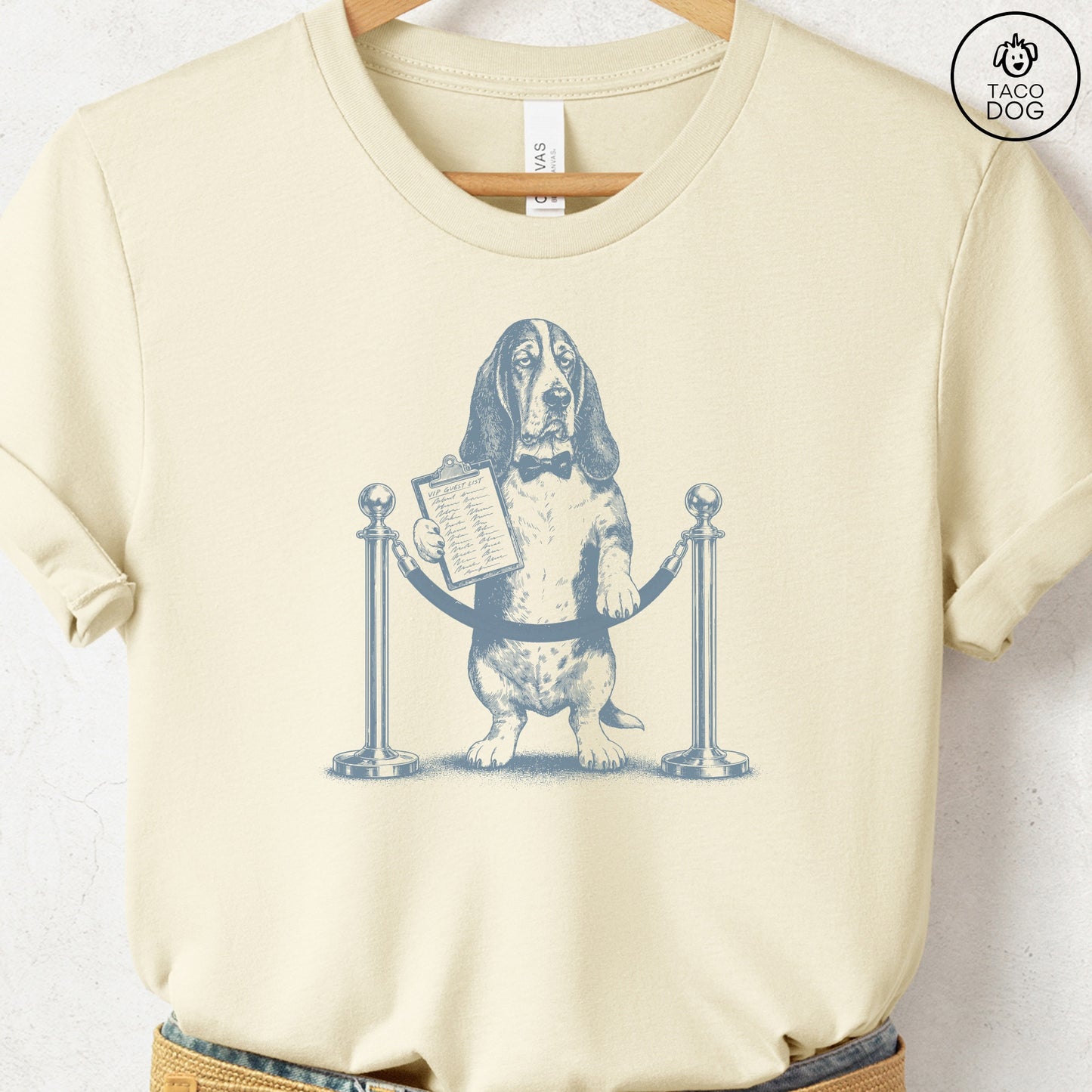 Basset Hound Bouncer T-Shirt Natural Taco-Dog