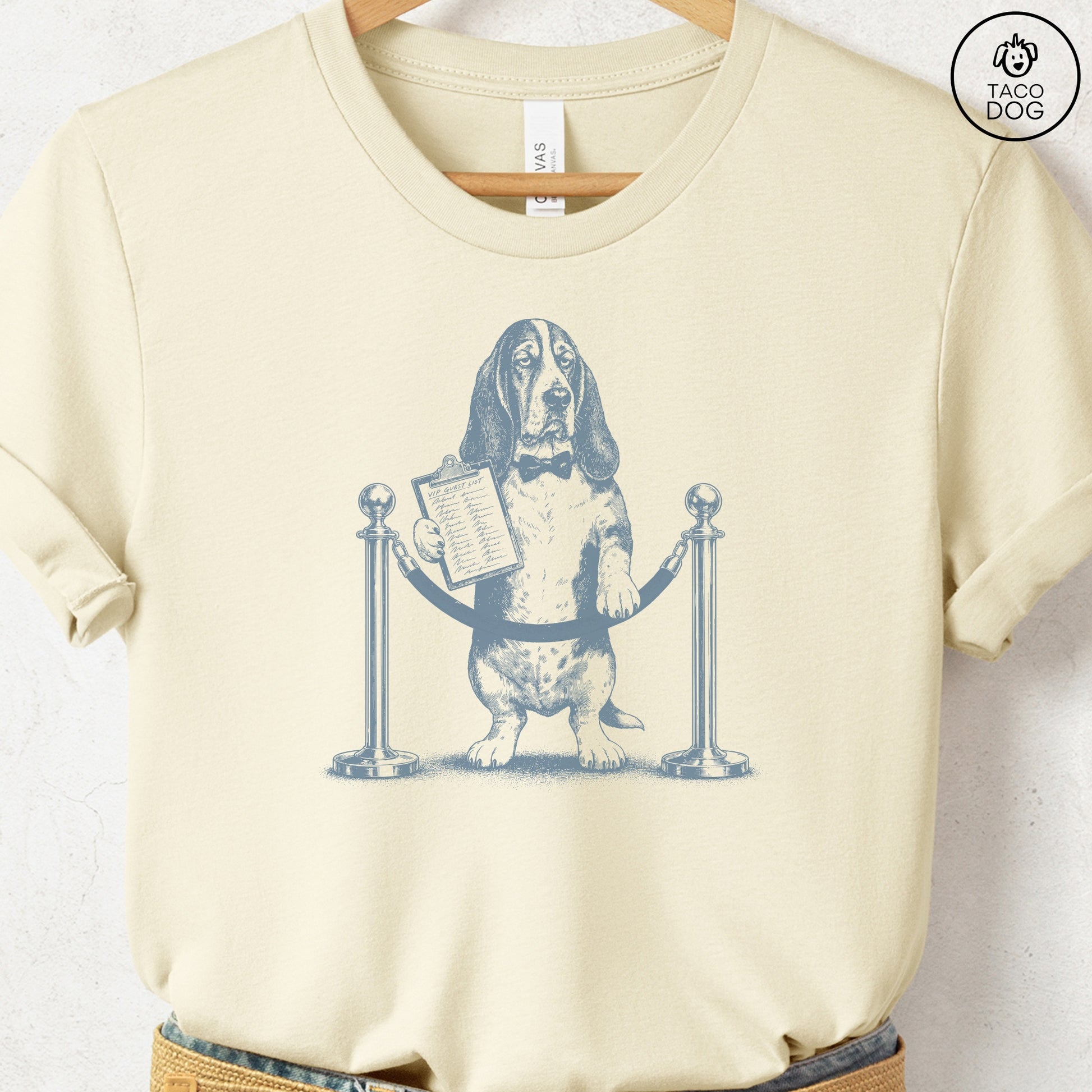 Basset Hound Bouncer T-Shirt Natural Taco-Dog