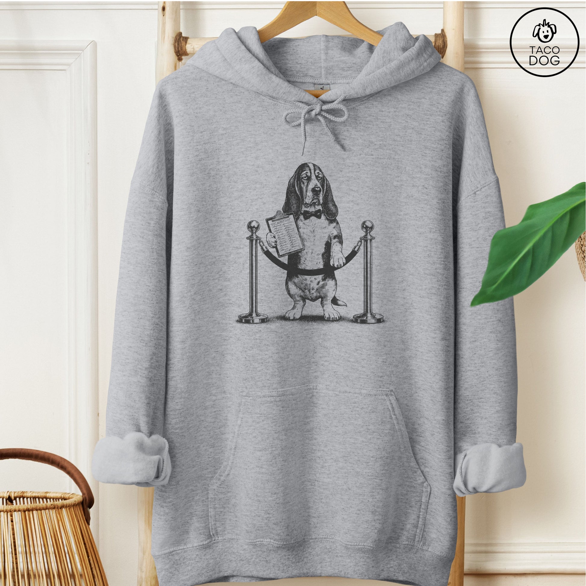Basset Hound Bouncer Hoodie Graphite Heather Taco-Dog