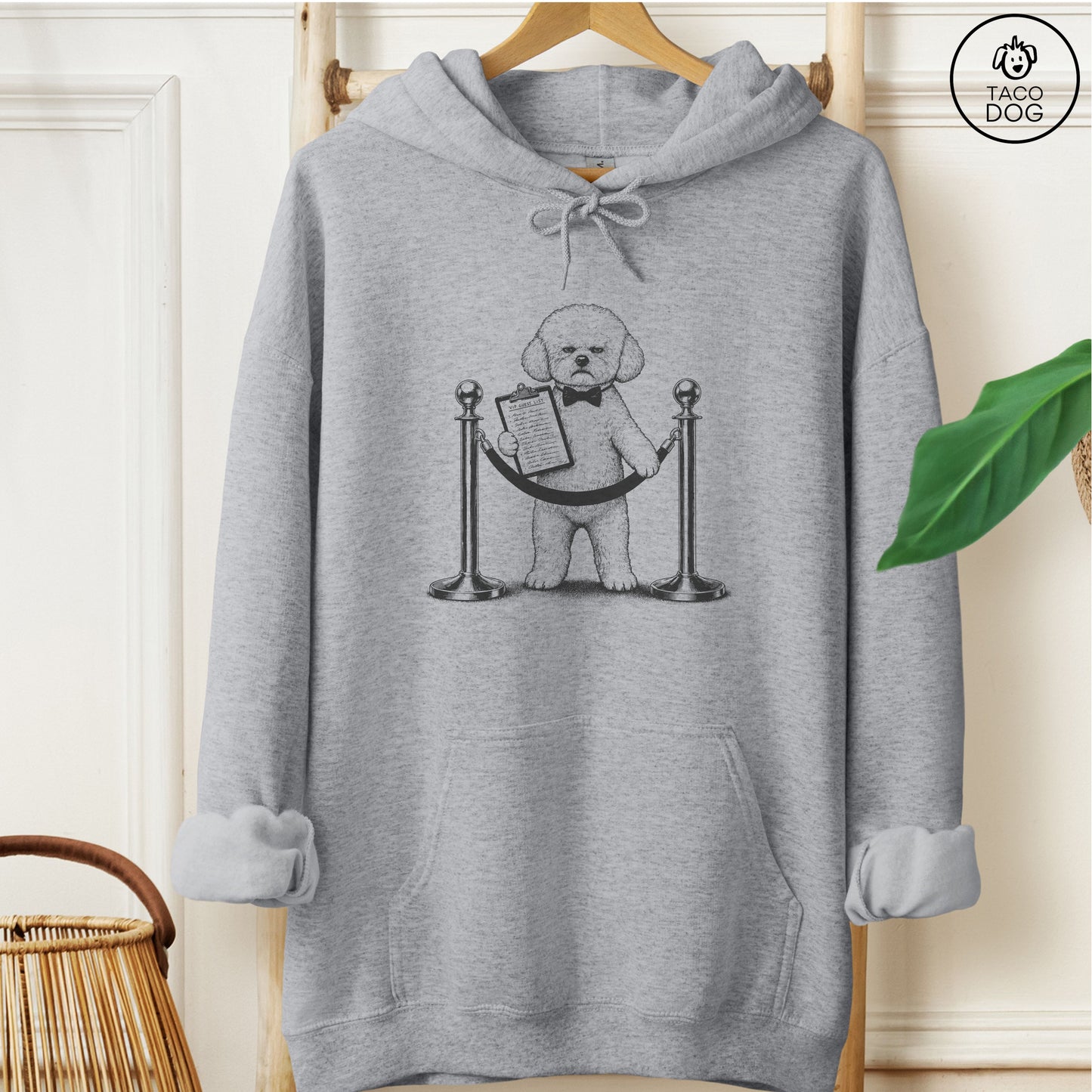 Bichon Frise Bouncer Hoodie Graphite Heather Taco-Dog