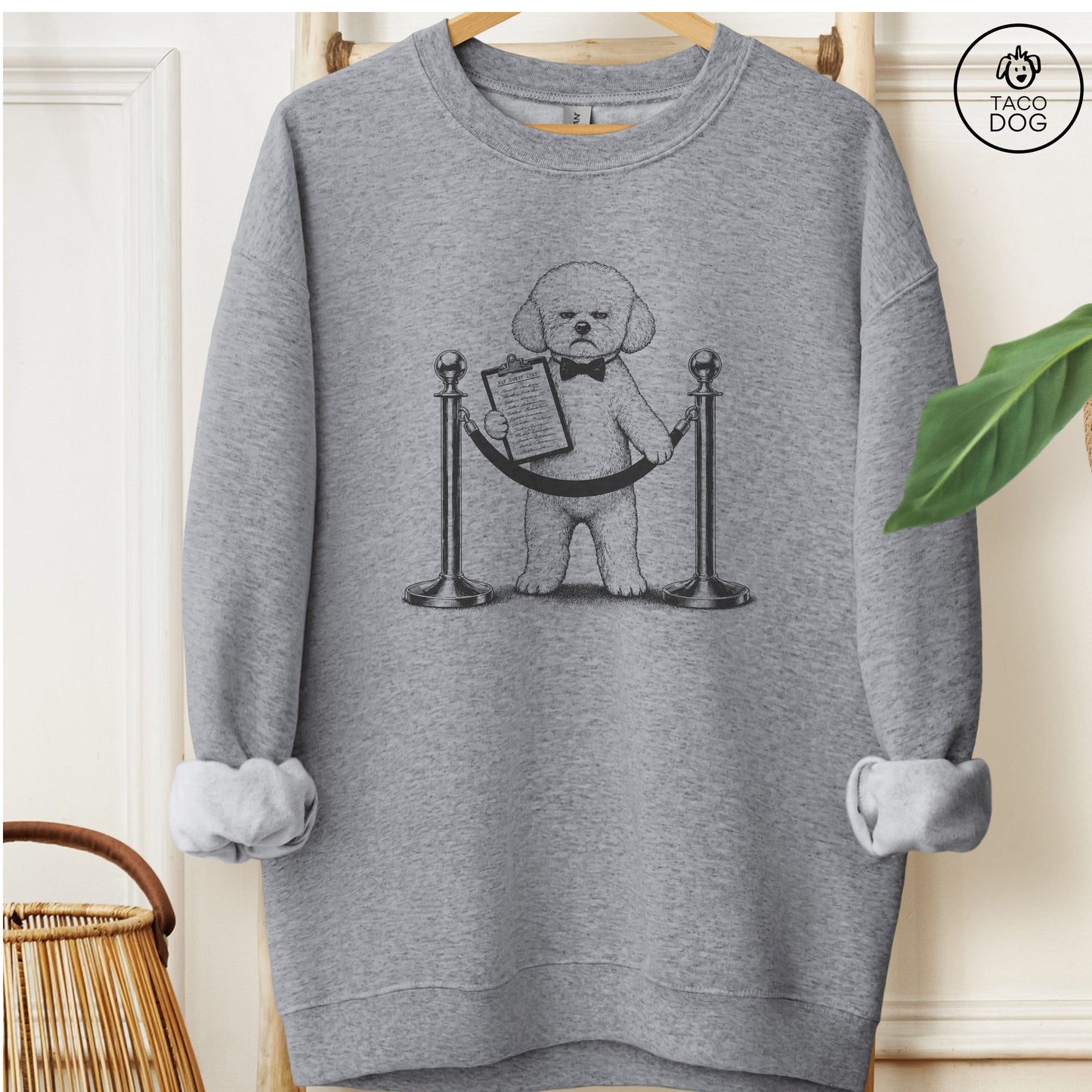 Bichon Frise Bouncer Sweatshirt Graphite Heather Taco-Dog