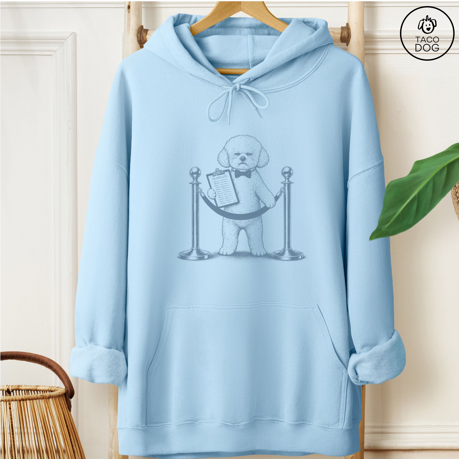 Bichon Frise Bouncer Hoodie Light Blue Taco-Dog