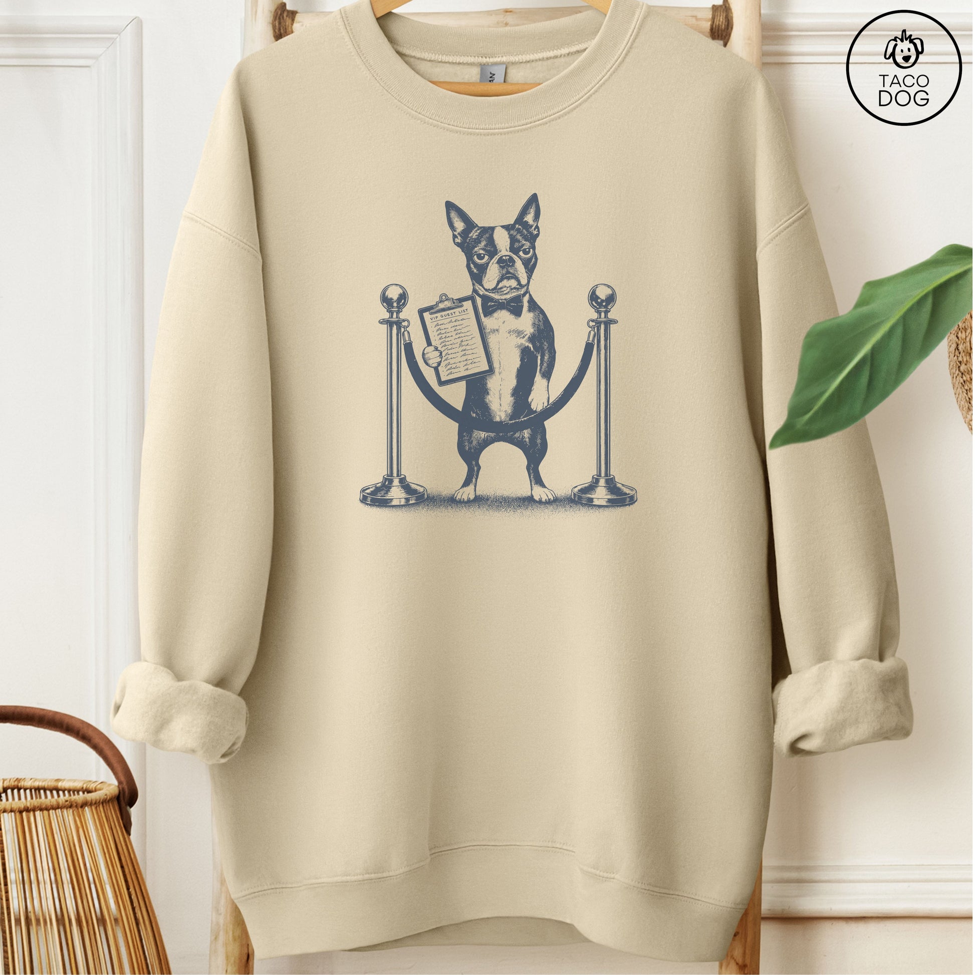 Boston Terrier Bouncer Sweatshirt Sand Taco-Dog