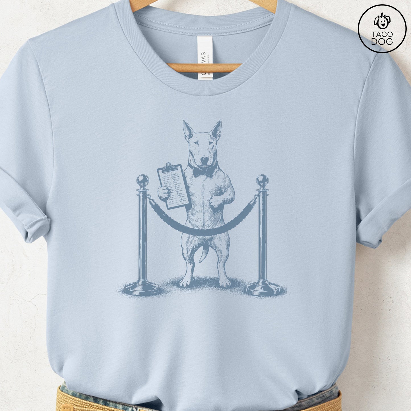 Bull Terrier Bouncer T-Shirt Light Blue Taco-Dog